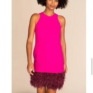 Trina Turk Berry Feather Trim Shift Dress